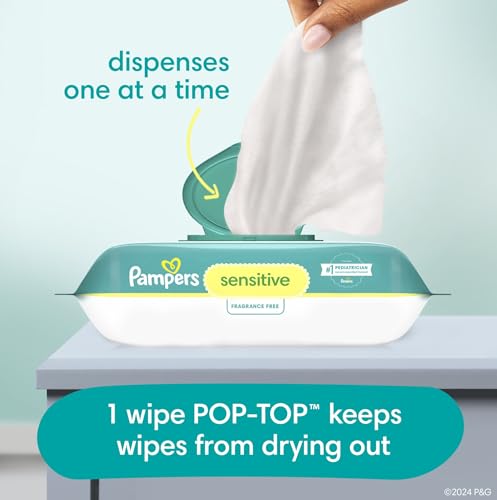 Pampers Sensitive Baby Wipes, Water Based, Hypoallergenic and Unscented, 16 Flip-Top Packs (1344 Wipes Total) S848