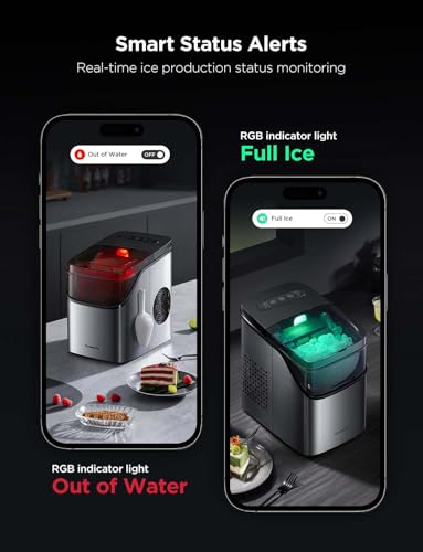 Smart Ice Maker Countertop, 26lbs/24Hrs, 3 Sizes, Silver K311968