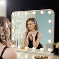 Large Hollywood Vanity Mirror with Lights, 18 LED Bulbs, Wall-Mount/Tabletop (Rose Gold) L1136