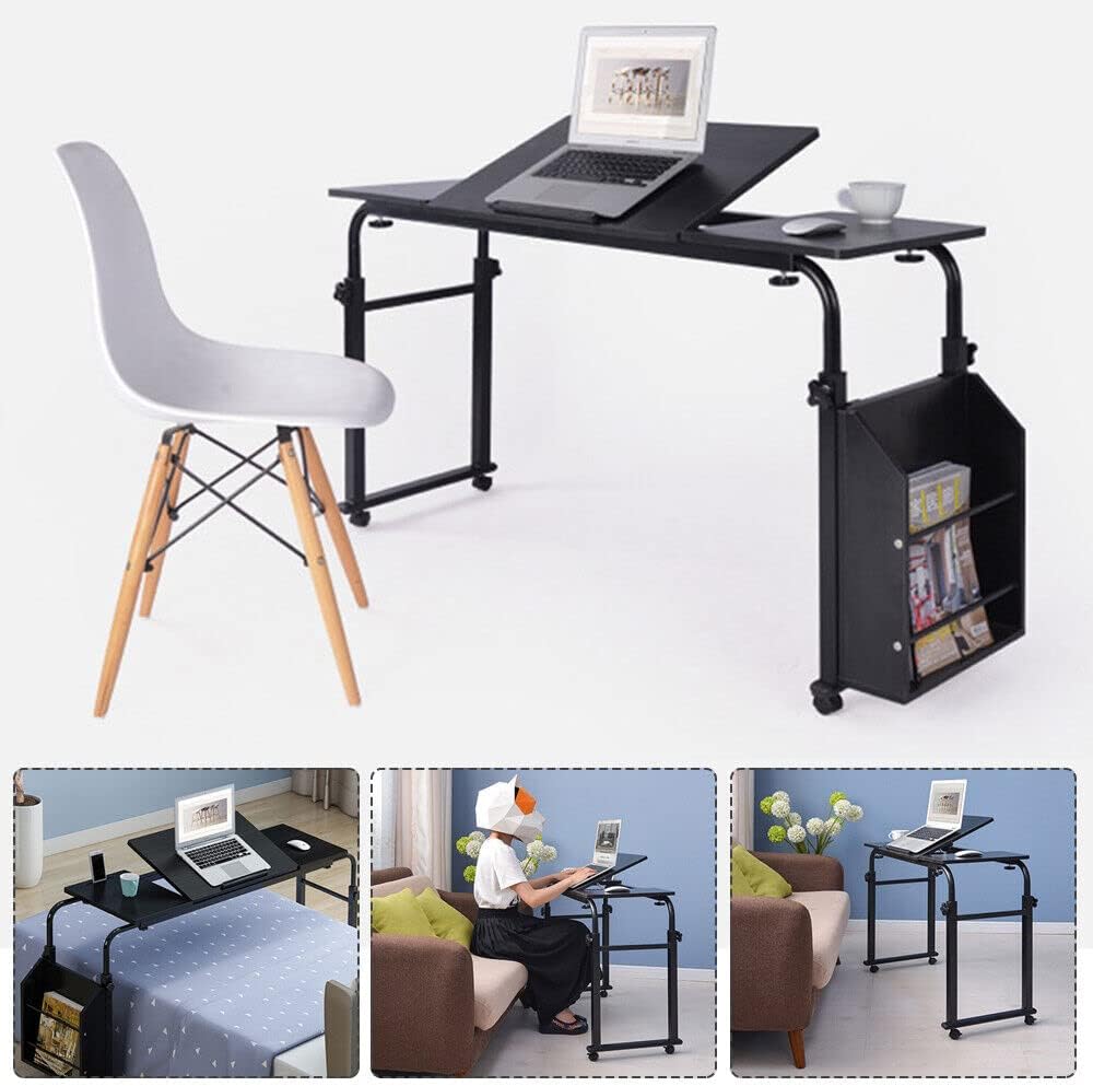 Adjustable Height Length Overbed Table with Wheels and Tilt Tabletop X72628