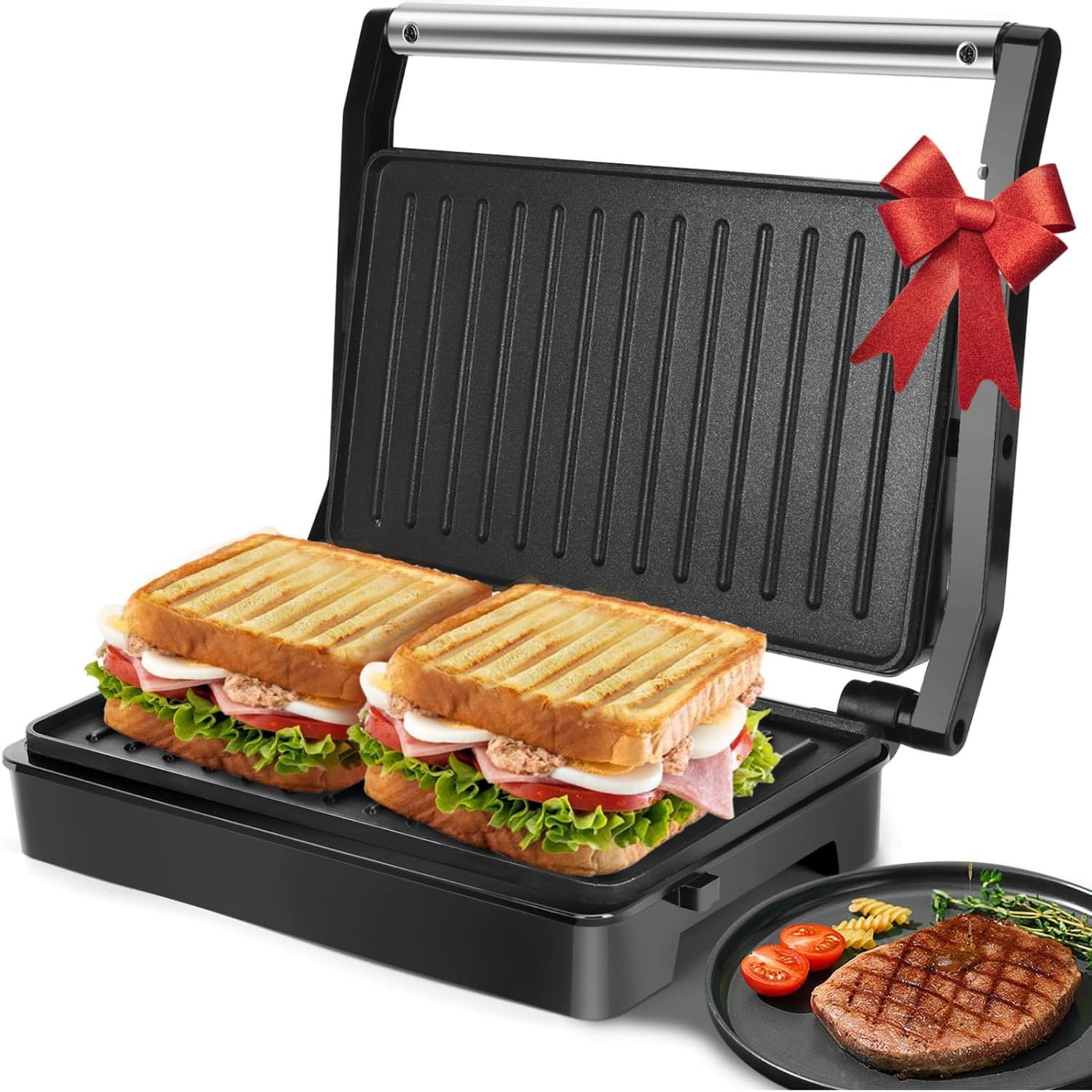 Belgian Waffle Maker 1.2" 8 Inch Flip Non Stick Panini Press Sandwich Maker Q629348