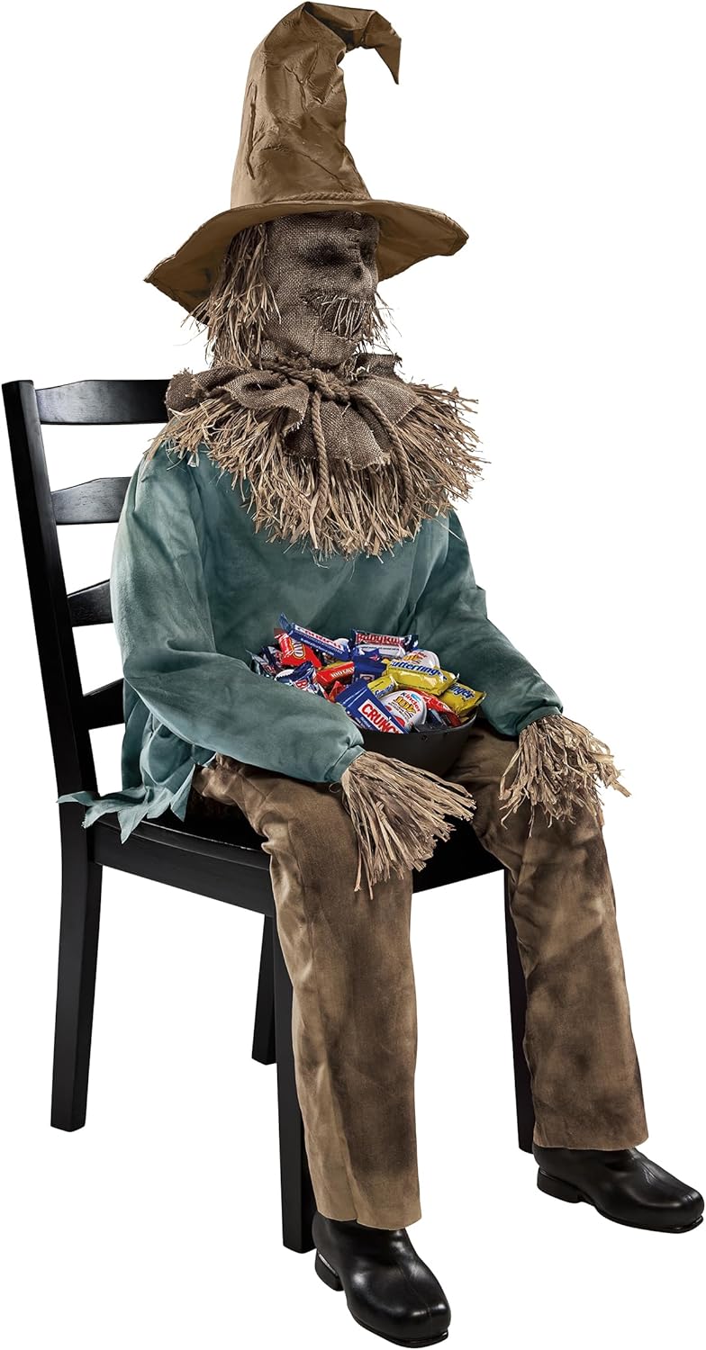 4.5 Ft Scary Sitting Scarecrow Animatronic E648116