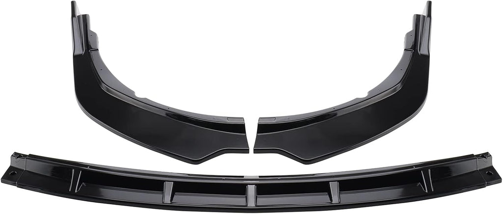 3Pcs Front Bumper Lip ABS Glossy Black Front Splitter Spoiler Pack of 2 E23799