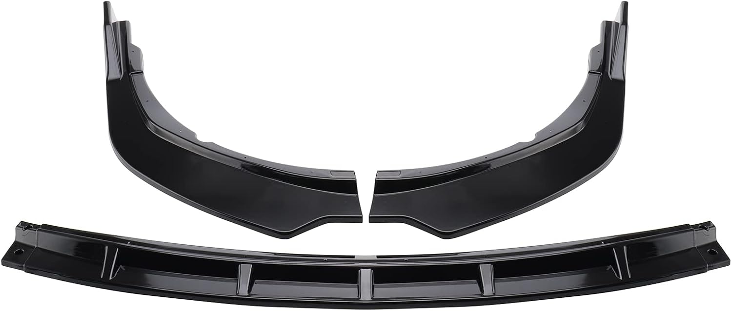 3Pcs Front Bumper Lip ABS Glossy Black Front Splitter Spoiler Pack of 2 E23799