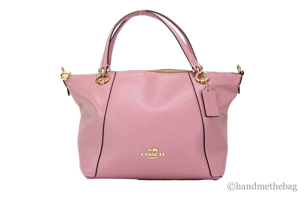 True Pink Pebbled Leather Top Zip Satchel Crossbody Handbag S793243