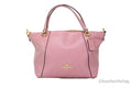 True Pink Pebbled Leather Top Zip Satchel Crossbody Handbag S793243