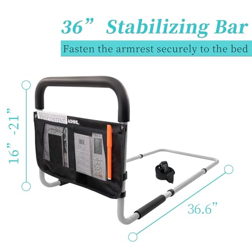 White Adjustable Bed Rail with Storage Pocket J893