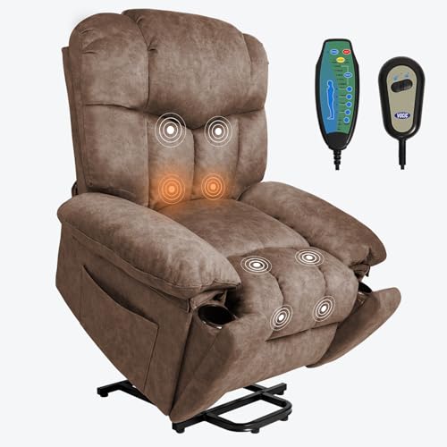 Grey Power Lift Recliner Chair with Massage and Cup Holders W34128