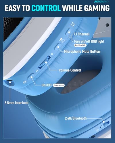Wireless Gaming Headset with Microphone, 2.4 Ghz USB & Type-C, 30H Battery Y70687