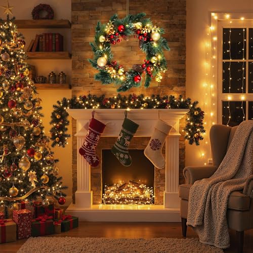 24 Inch Christmas Wreath with Lights L307