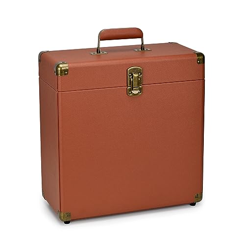 Retro Vinyl Record Storage Carrying Case, Holds 30 Albums, Large Size Carrier Suitcase D732
