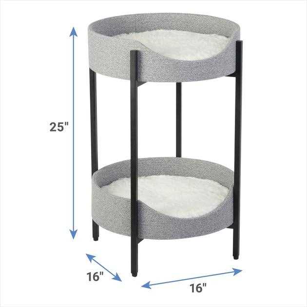 Elevated Wrought Iron Cat Bed with Faux Fur Cushion H755110
