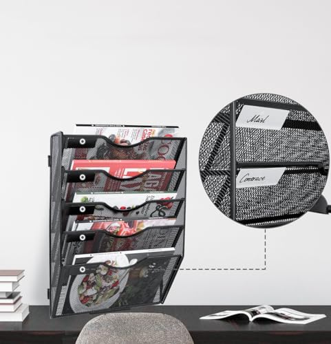 Black 3 Pocket Hanging Wall File Organizer D46502