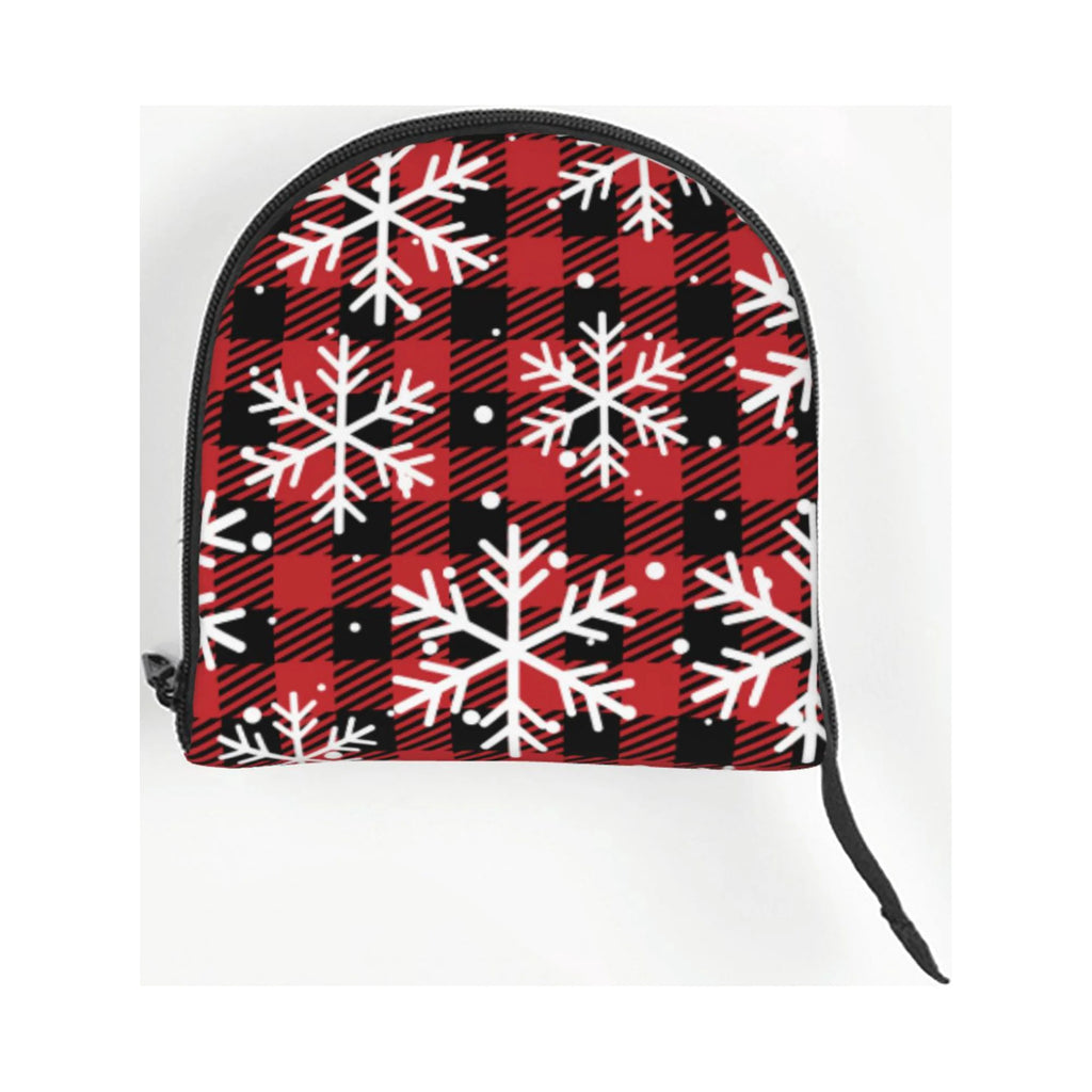 Red Christmas Plaid Snowflakes Prints Foldable Dog Purse Carrier M825094