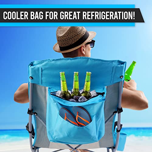 Set of 2 Orange Beach Chair with Cooler and Carry Bag I193