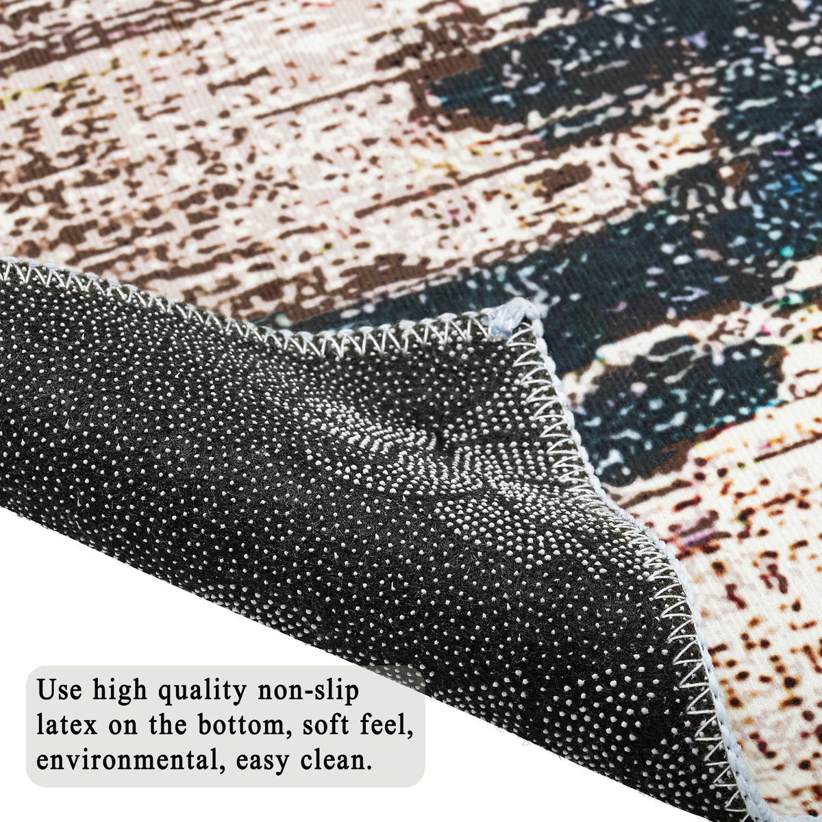 Modern Abstract Cream Blue Area Rug F656380