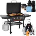 28 Inch Black Griddle with Hood 3-Burner Outdoor Flat Top Grill Z33789