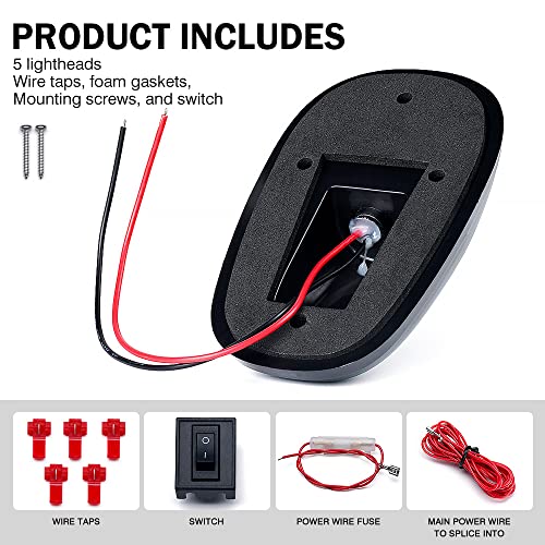 Black Smoked Lens 12 LEDs Cab Clearance Light 5 Pcs Roof Top Marker Running Lights Kit D320