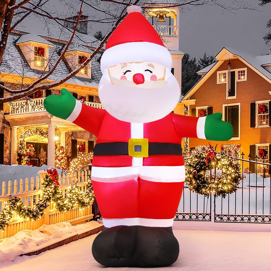 5 FT Christmas Inflatables Santa Claus Outdoor Decorations Blow Up Yard Standing Santa with Built-in LEDs S357716