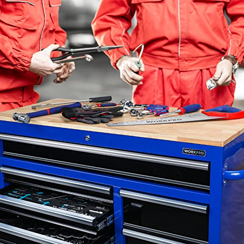 46-Inch 9-Drawers Rolling Tool Chest with Wooden Top J919265