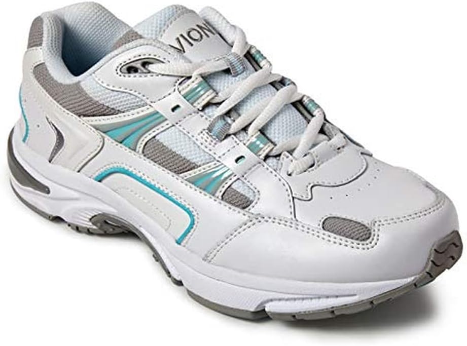 White and Blue Leather Walking Shoes 11 Wide X737