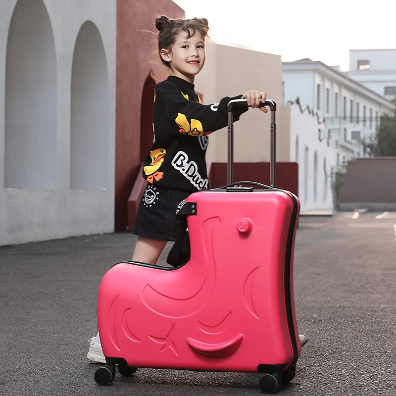 Hardside Ride on Kids Luggage with 4 Spinner Wheels, Yellow 25-Inch W21402