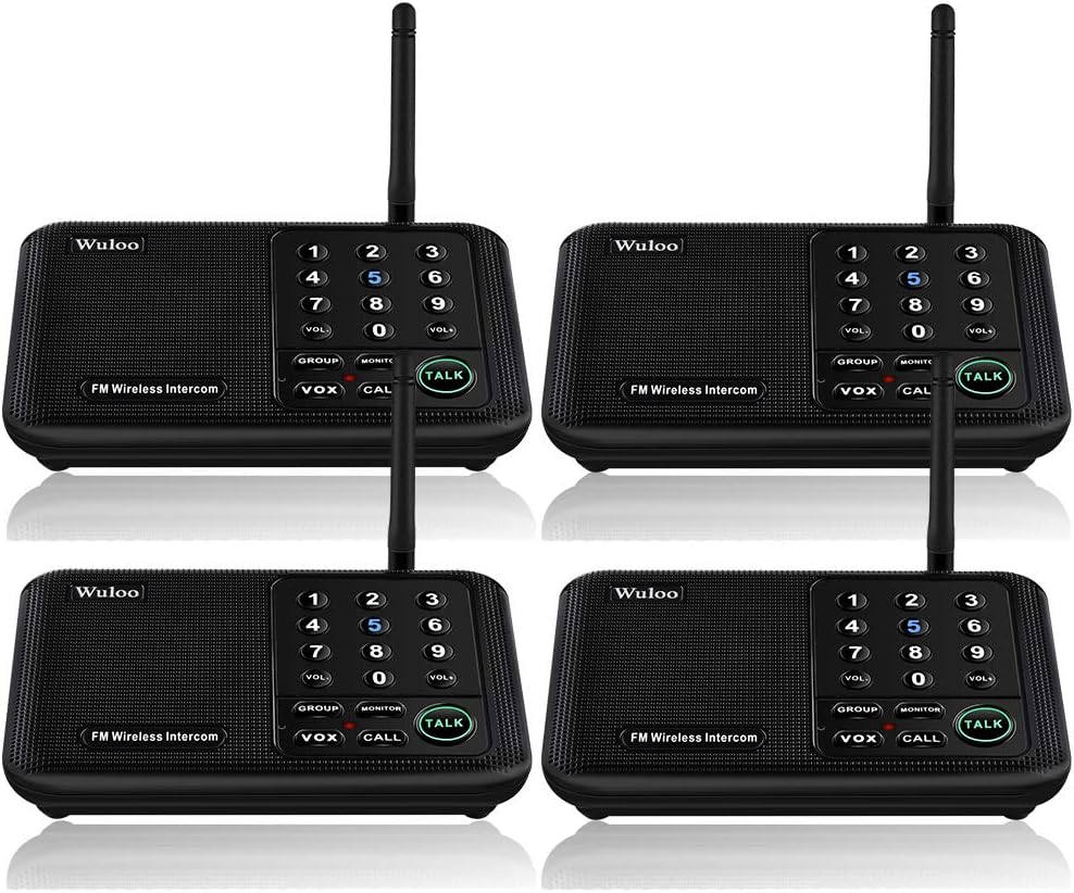 Wireless Intercom System 4 Packs Black 10 Channel 3 Code J855413