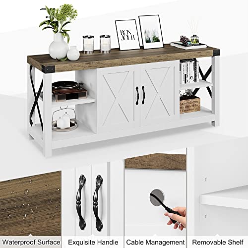 60 Inch Grey Wood TV Stand with Storage and Adjustable Shelves L8756