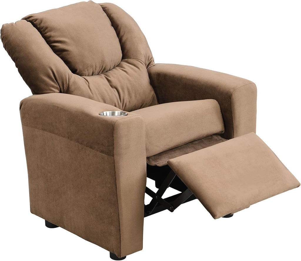 Kids Velvet Recliner Chair with Cup Holder R8425
