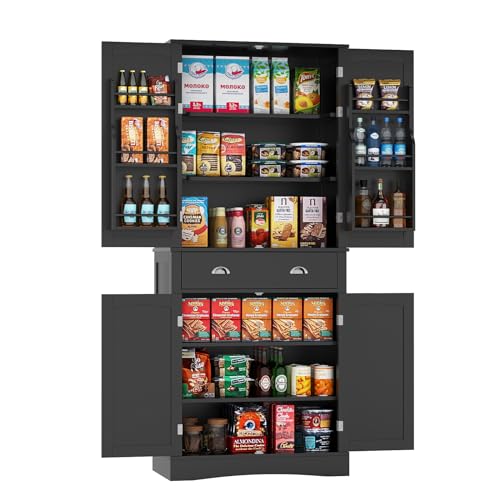White 4 Door 1 Drawer Tall Storage Cabinet with Adjustable Shelves J505046