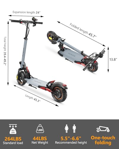 800W 28 MPH 25 Miles Range 10" Air Tires Folding Electric Scooter P657