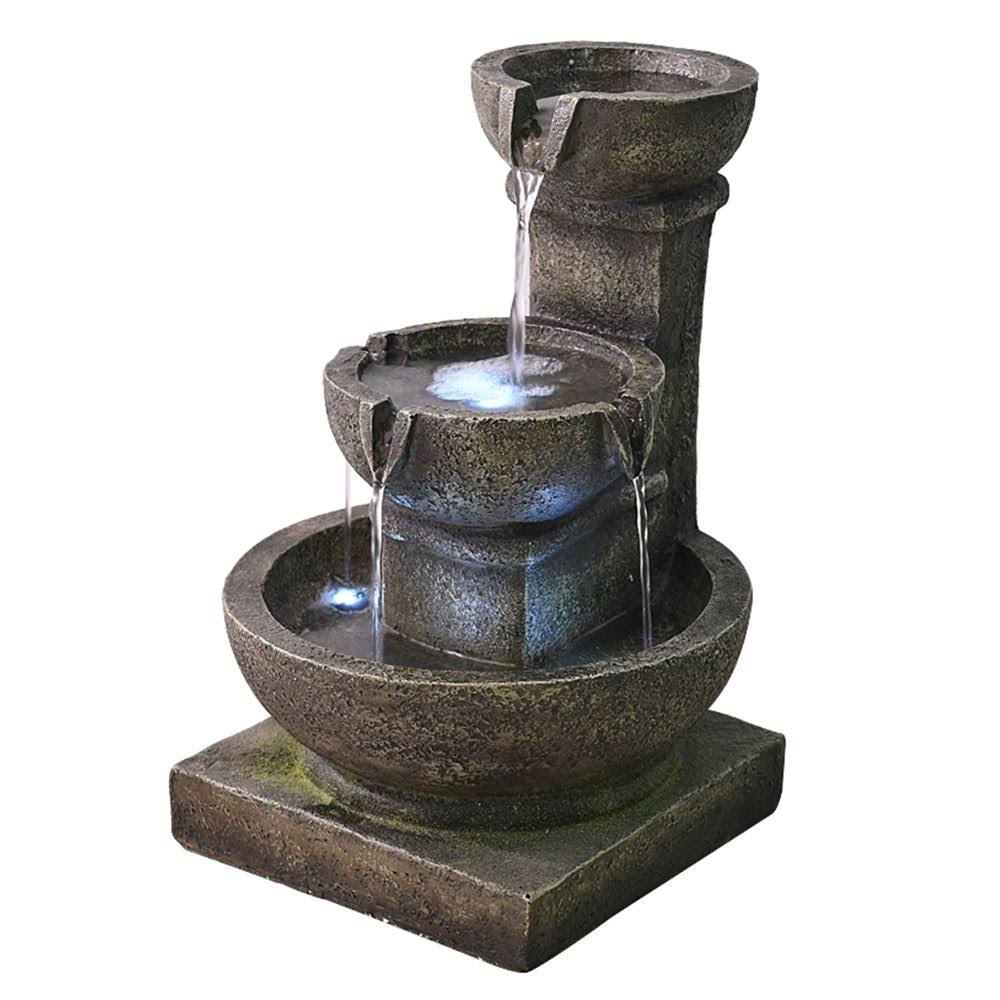 Grey Polyresin Water Fountain with LED Light K100