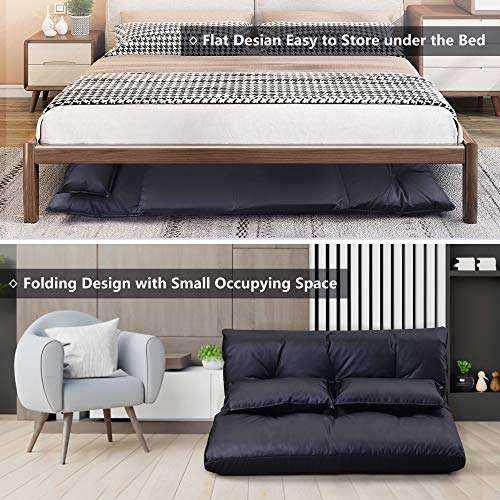 5-Position Folding Chaise Lounge with Adjustable Back & Steel Frame Black W809