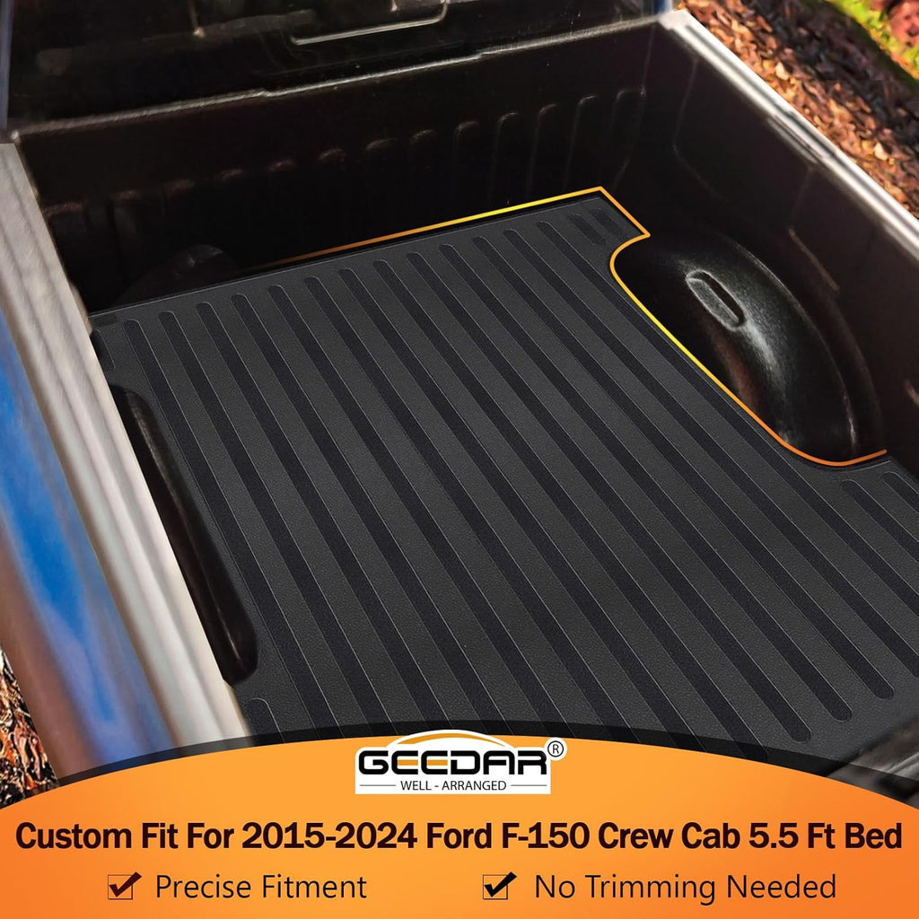 Black Heavy Duty Rubber Bed Mat for Ford F-150 5.5 Ft CrewCab Q25346