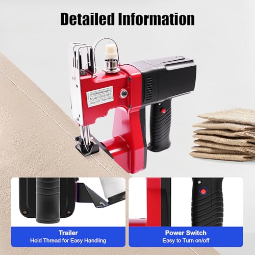 Red 6MM Industrial Canvas Sewing Machine with Accessory Kit A4695
