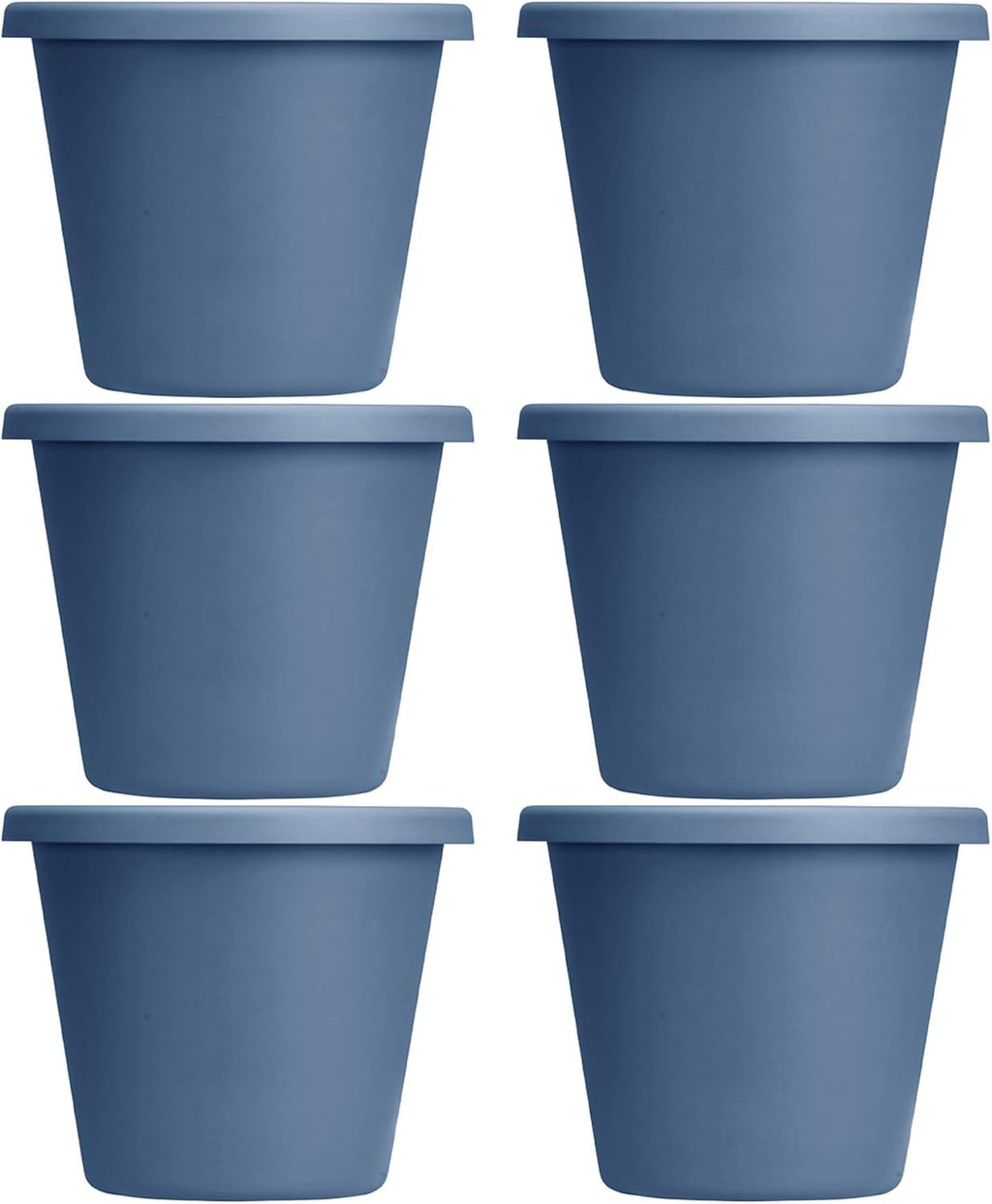 Slate Blue 6 Pack Plastic Flower Pot Planter with Drainage Holes I770496