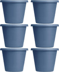 Slate Blue 6 Pack Plastic Flower Pot Planter with Drainage Holes I770496