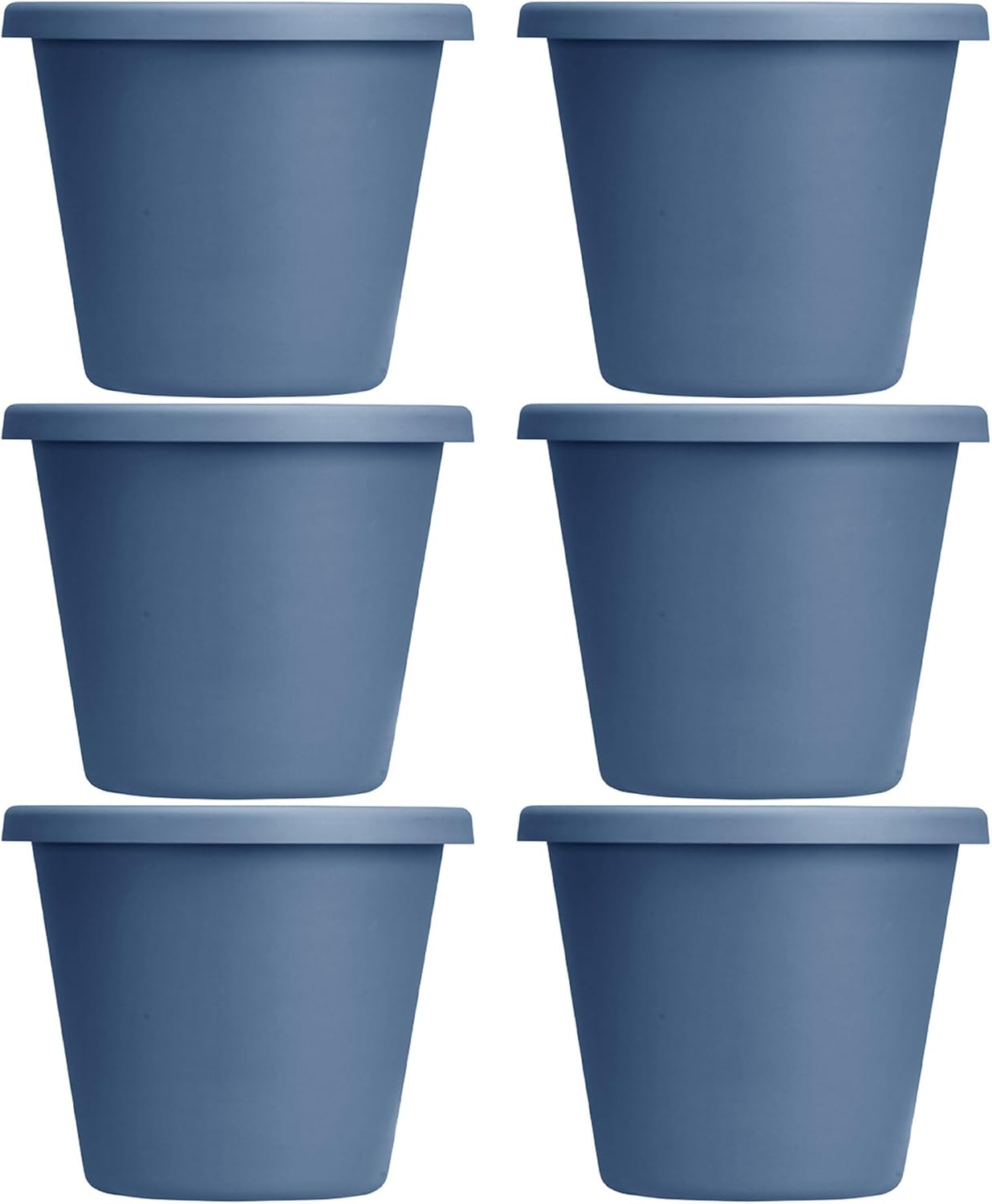 Slate Blue 6 Pack Plastic Flower Pot Planter with Drainage Holes I770496