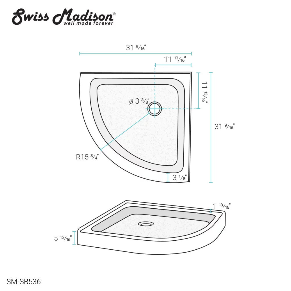 32 x 32 Acrylic White Neo-angle Shower Base X536957