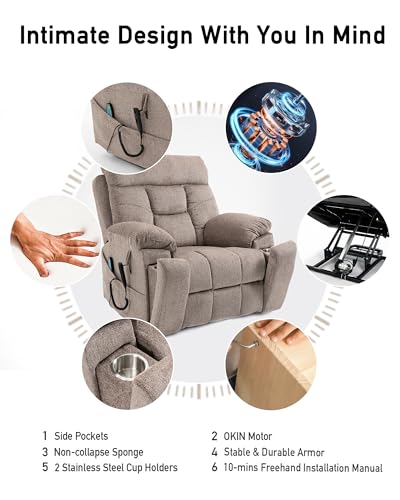 Large Power Lift Recliner Chair with Heated and Massage, 26in Extra Wide Seat K94672