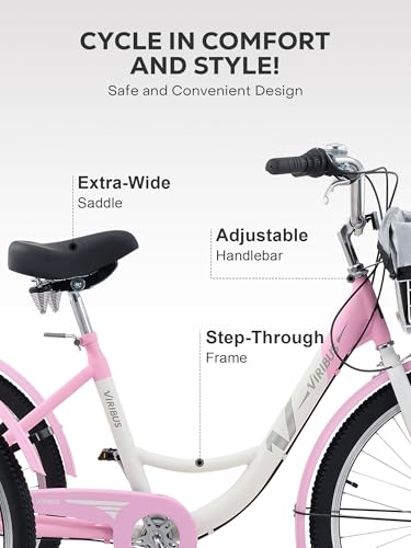 7 Speed Adult Tricycle with Front & Rear Removable Wheeled Baskets, 24 26 inch D1773