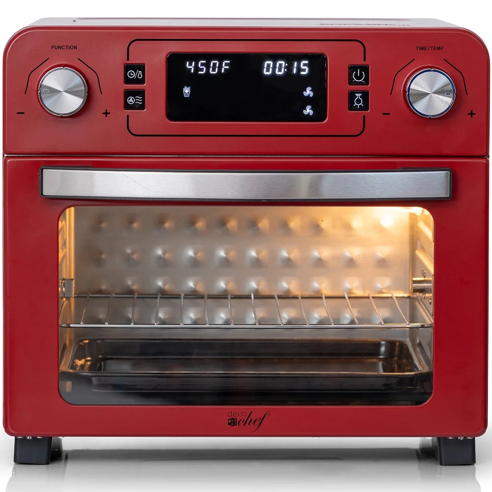24QT Stainless Steel Countertop Toaster Air Fryer Oven Red U10478