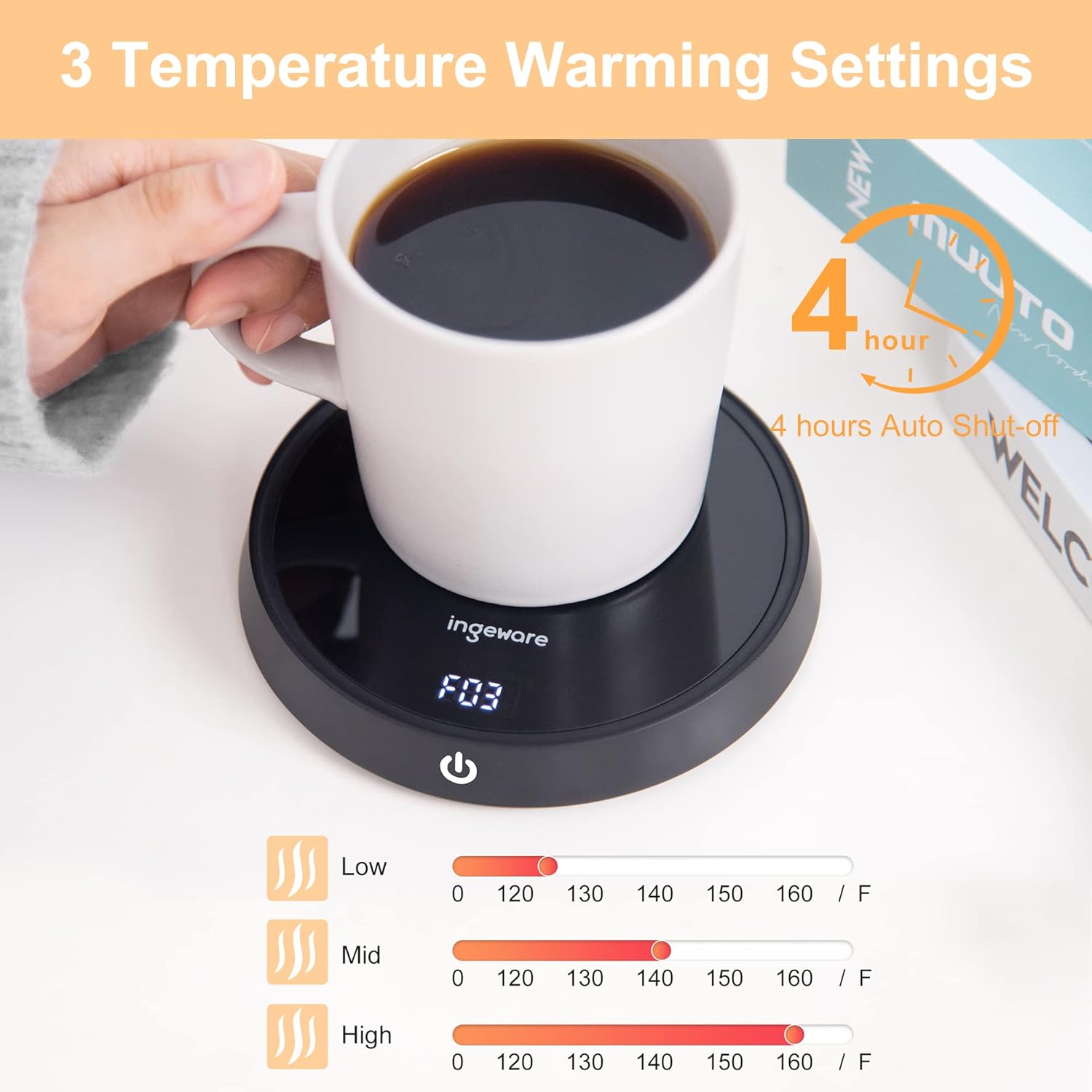 Coffee Mug Warmer with Temperature Settings Auto Shut Off N37418