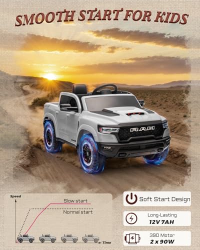 12V Licensed Ram 1500 Ride on Toy with Parent Remote Control (Black) W3402