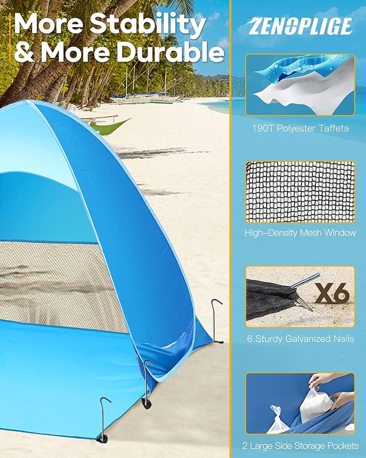 Pop Up Beach Tent, UPF 50+, Waterproof, with Carry Bag J83637