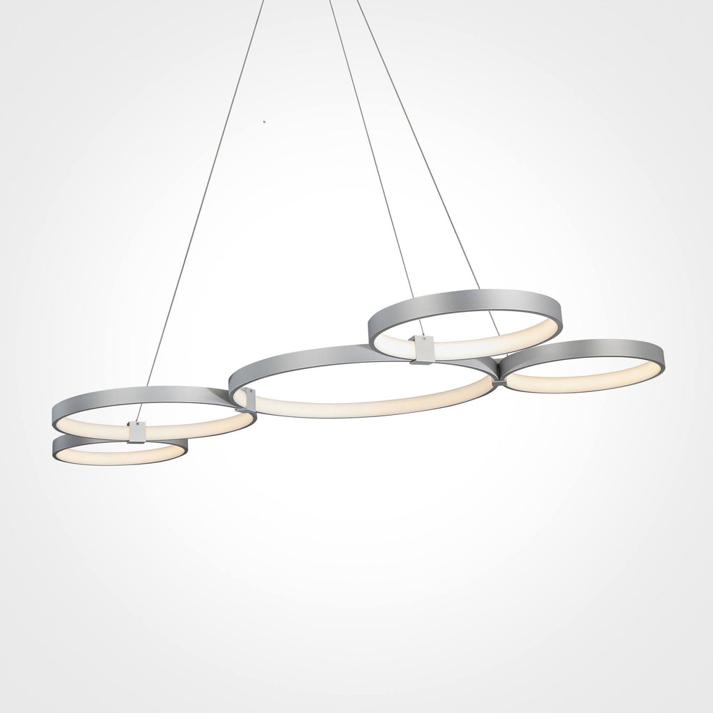 Silver 55x22 LED Adjustable Multi-Ring Chandelier I479