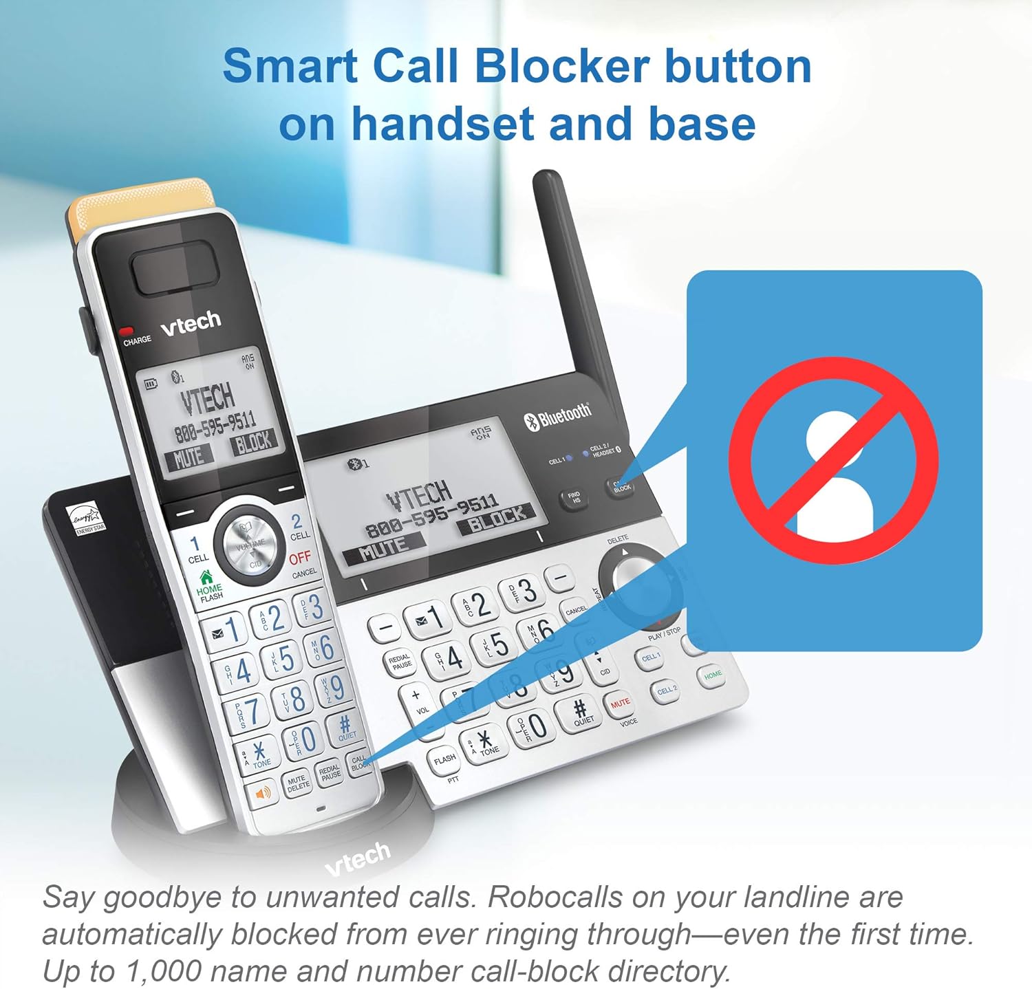 5 Handset DECT 6.0 Cordless Phone with Answering Machine I785
