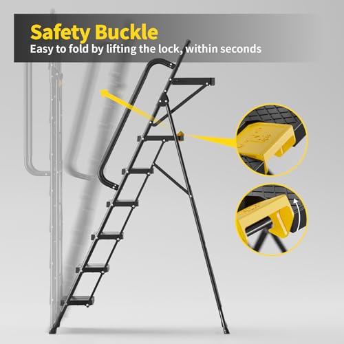 6 Step Steel Ladder with Tool Platform and Handrails E396695