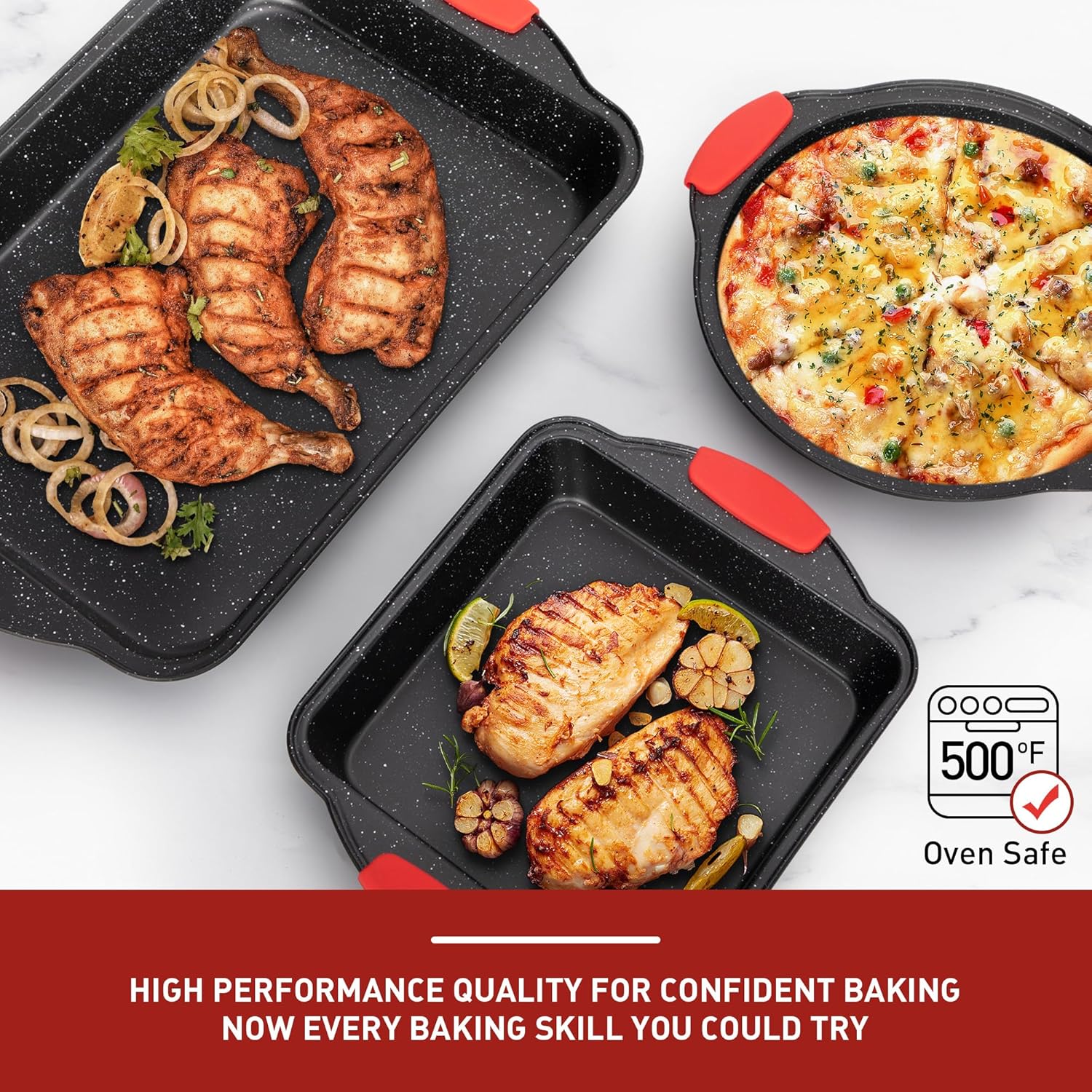18-Piece Nonstick Carbon Steel Black Baking Pans Set D6329