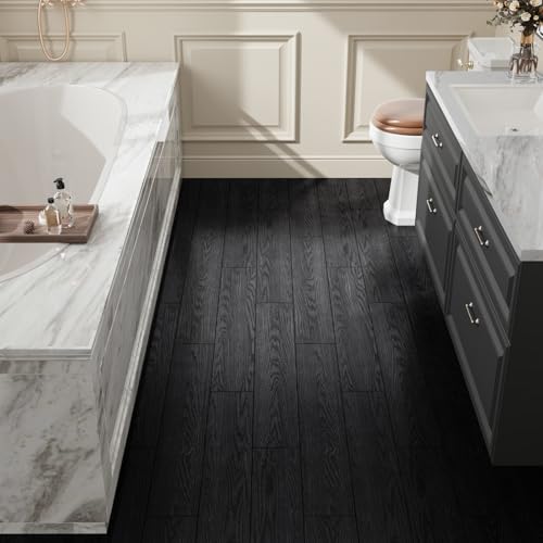 24-Pack Black Vinyl Plank Flooring 6"x36" Self Adhesive D623474